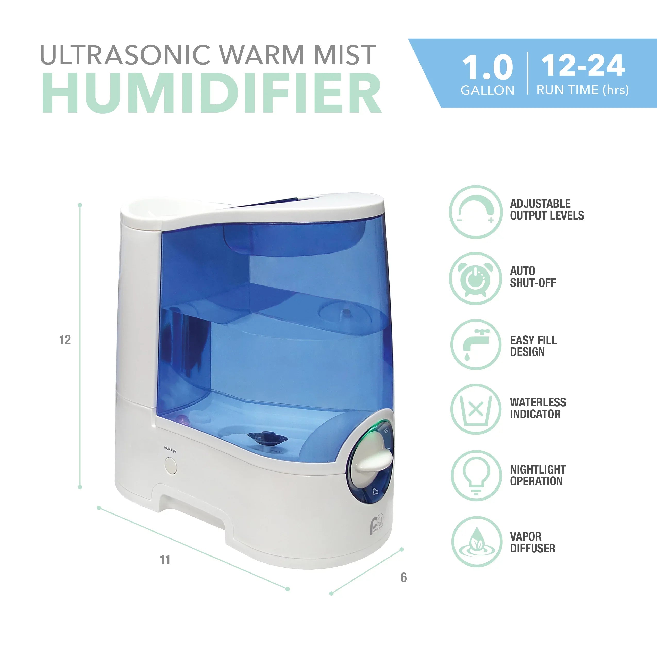 Warm Gallon Mist 1.0 Aire Humidifier Perfect Medicine Table Cup, with Top