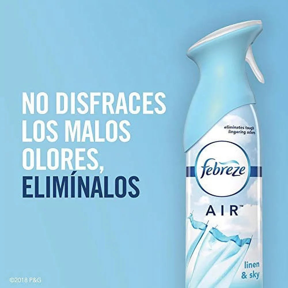 Freshener for (Pack Spray 6) of Odor, Oz Linen Strong Febreze Eliminator Sky and Air & Scent, Odor 8.8