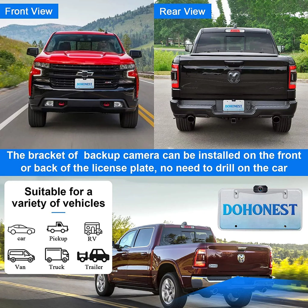 Camera Cam HD Reverse DoHonest 2 Play Backup Signal vision Monitor 1080P Car Auto-Switching Van Install 7-Inch: for Stable Plug Bluetooth Kit Channel Pickup Easy to Truck V Wireless and Night Camper