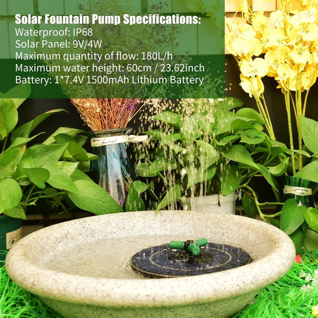 Light Fountain with Small for Solar Yabuy Pump Rotatable Colorful Battery, 4W Pond LED Nozzle Water