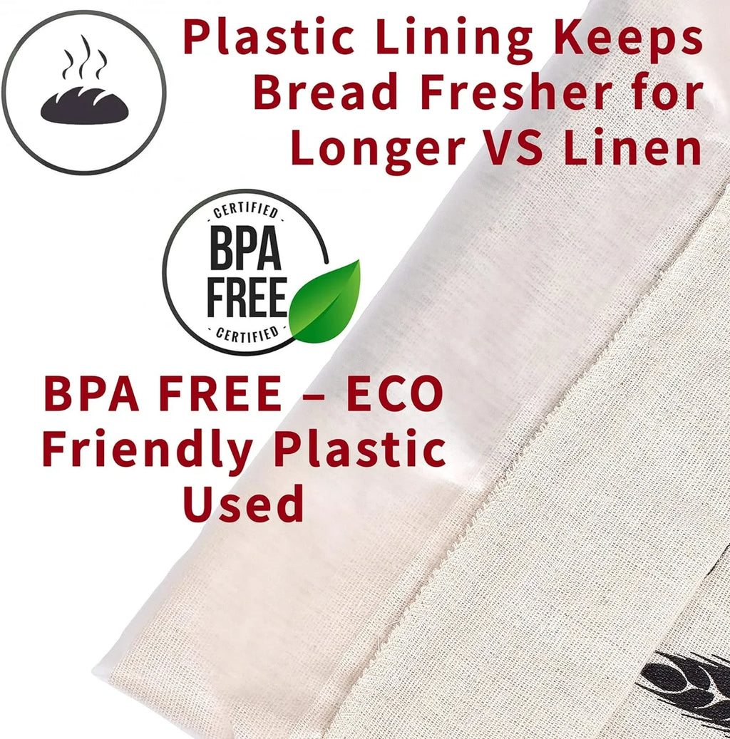 Lined, XL Plastic Bag Saver Bread for Bread X 2 - Linen Storage 17" Homemade x - & Bags Baodeli Homemade 13" Bread Reusable Cloth For Sourdough