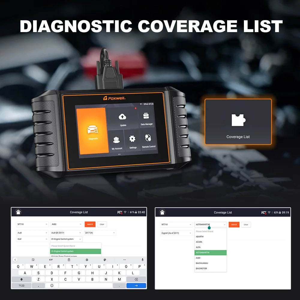 NT710 30+ Bi-Directional Control System Automotive Reset Analyzer Auto Car Automotive Code Reader Scanner Automotive Scanner Foxwell Scanner Full Service Tool Scan Diagnostic OBD2 Scanner Wireless