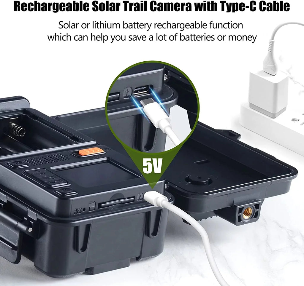 120°Wide Speed Cam Lithium Trail Built-in 0.1s Hunting Rechargeable Night 2500mAh 24MP Vision Camera Camera CAMPARK Solar Waterproof Battery Activated with Angle 1080P Trigger Motion IP66 Game