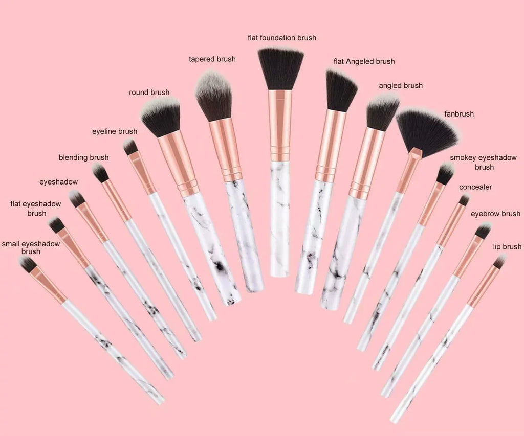 for 15 Marble Highlighter, Makeup Holder, pcs Eyeshadow Shade, Set and Foundation Contour, Marble with Loose Pro Brush Powder, Brusher