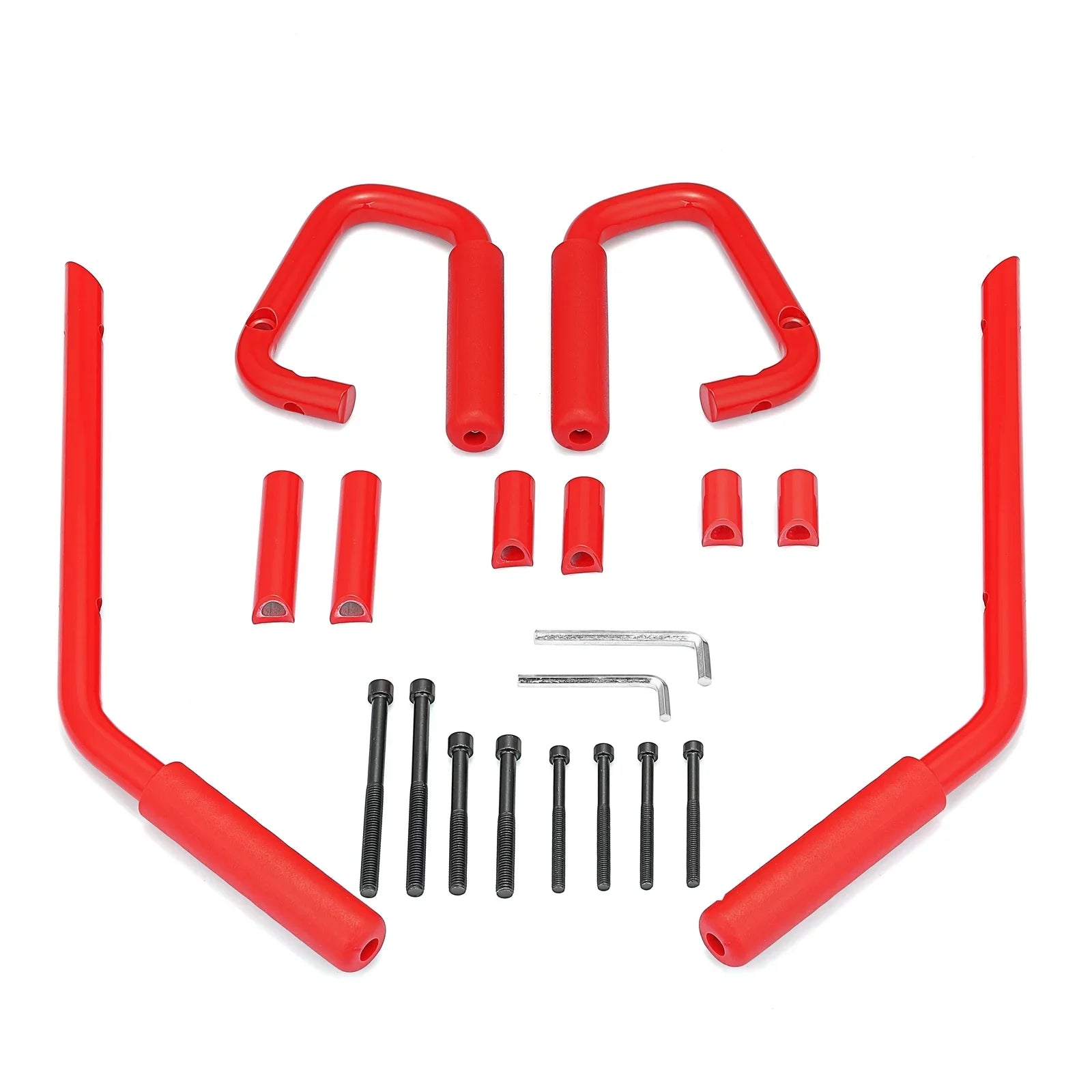 Aluminum Bar Coated Set Rear Wrangler for & JK Jeep Handles Front Grab 07-18 Full WEISEN- Red Powder