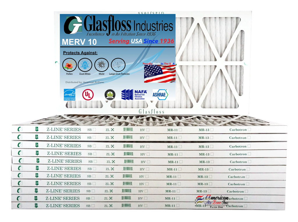 (Actual inch) 26.5x7/8 USA Furnace - 10 Filter 14x27x1 in MERV - 13.5 Size: x Air Glasfloss - -Qty:12 Made