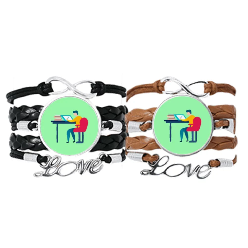 Bracelet Leather Double Set Seriously Hard Worked Hand Designer Wristband Rope Paint Strap