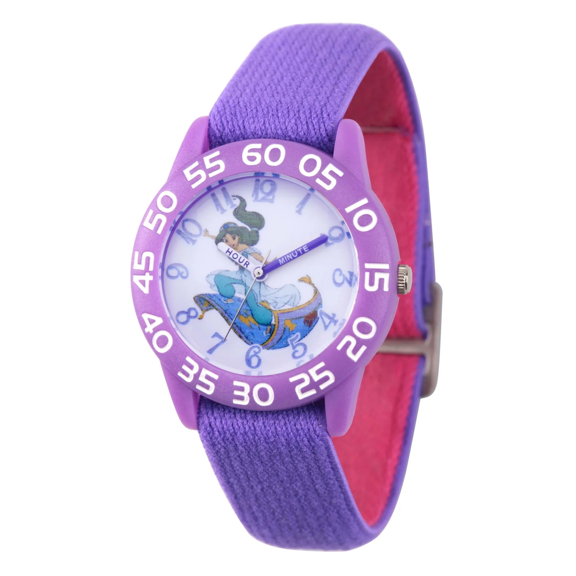 Disney Watch, Princess Aladdin Teacher Plastic Jasmine Girls' 1-Pack Purple Time