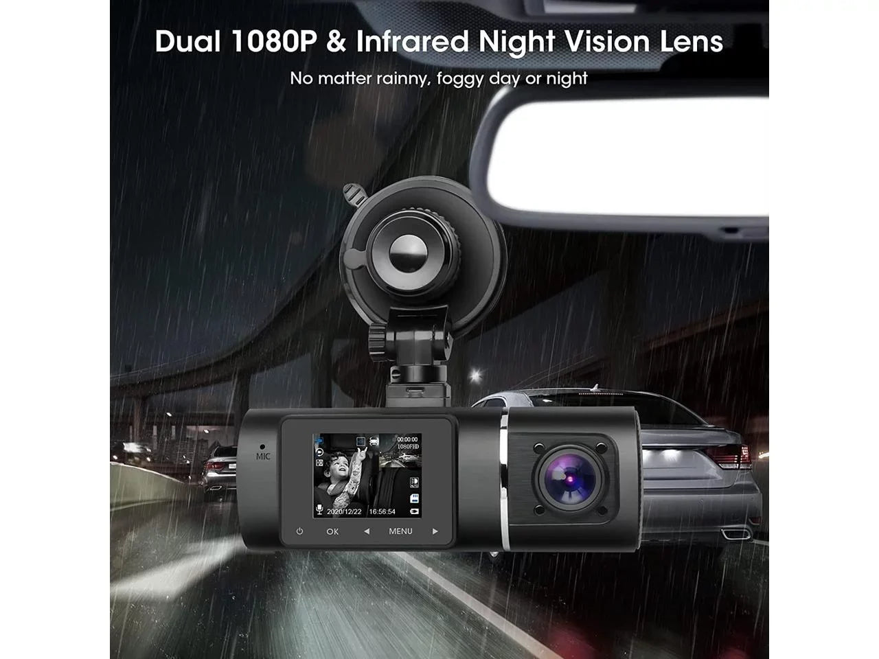 Car G-Sensor FHD WDR Taxi Recording Front Hardwire Cam Driving Dash Vision Camera Rideshare Dual 1080p+1080p Recorder Infrared Loop Night Inside Kit Cabin for Included with
