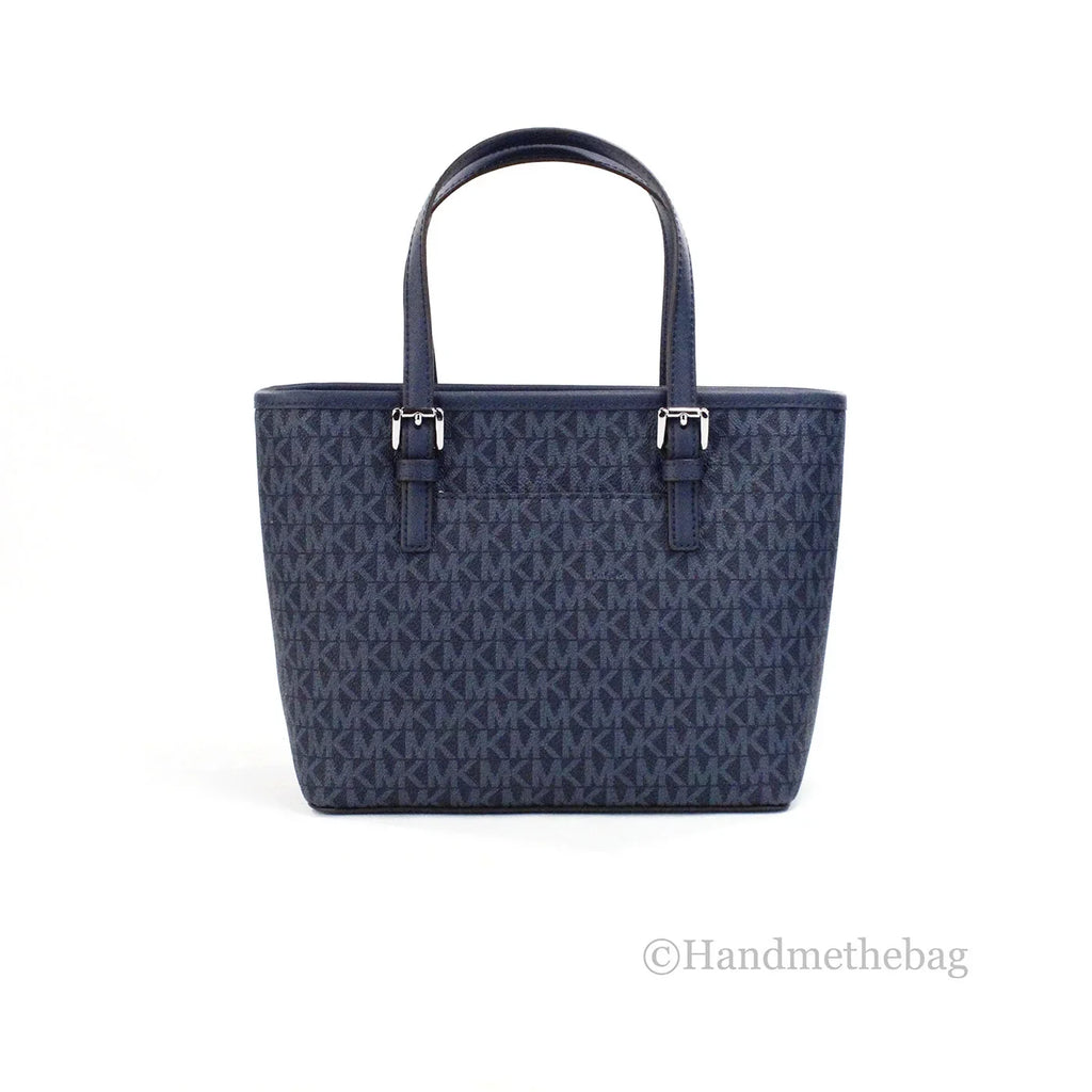 Navy Leather Top XS Set Carryall Kors PVC Michael Jet Zip Purse Bag Tote