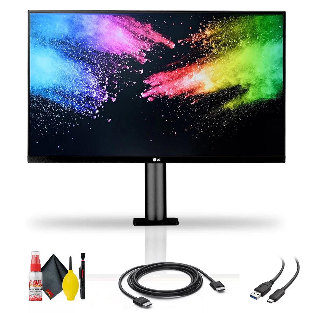 Ergo 31.5" UltraFine FreeSync IPS HDR HDMI Cable 4K Monitor Kit USB-C 16:9 Cleaning + 32UN880-B Display + LG Cable and