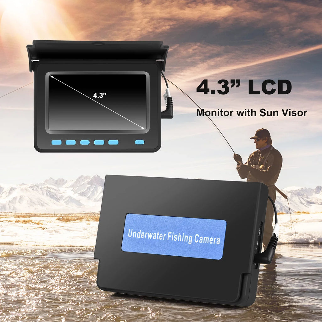 4.3'' Boat LCD 1200TVL 20M/30M Fishing Ice 8PCS LED Fish with Fishing Vision Finder for - and Camera IR Underwater Night with