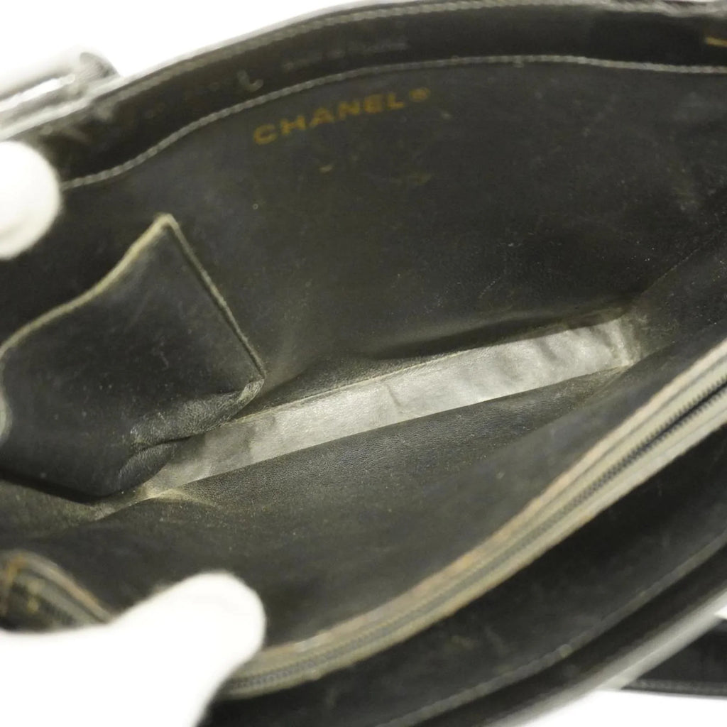 Champagne (Good) Patent Women's Pre-Owned Bag Chanel Black Tote Leather