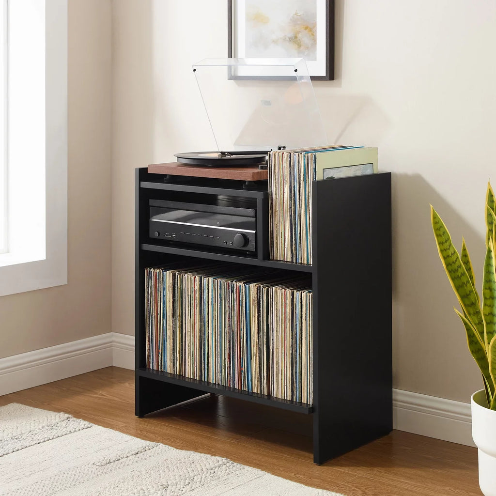 Tv Furniture Portland Console Record Stand Center, Entertainment Crosley and Media Vinyl Storage