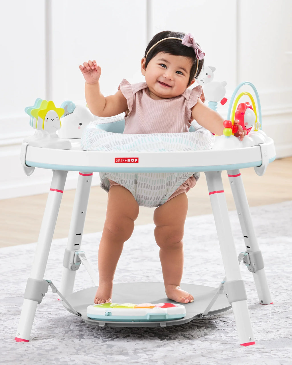 Baby Lining Skip 4mo+, with Play Grow-with-Me Hop Cloud Activity Interactive Center Silver Center: 3-Stage Functionality,