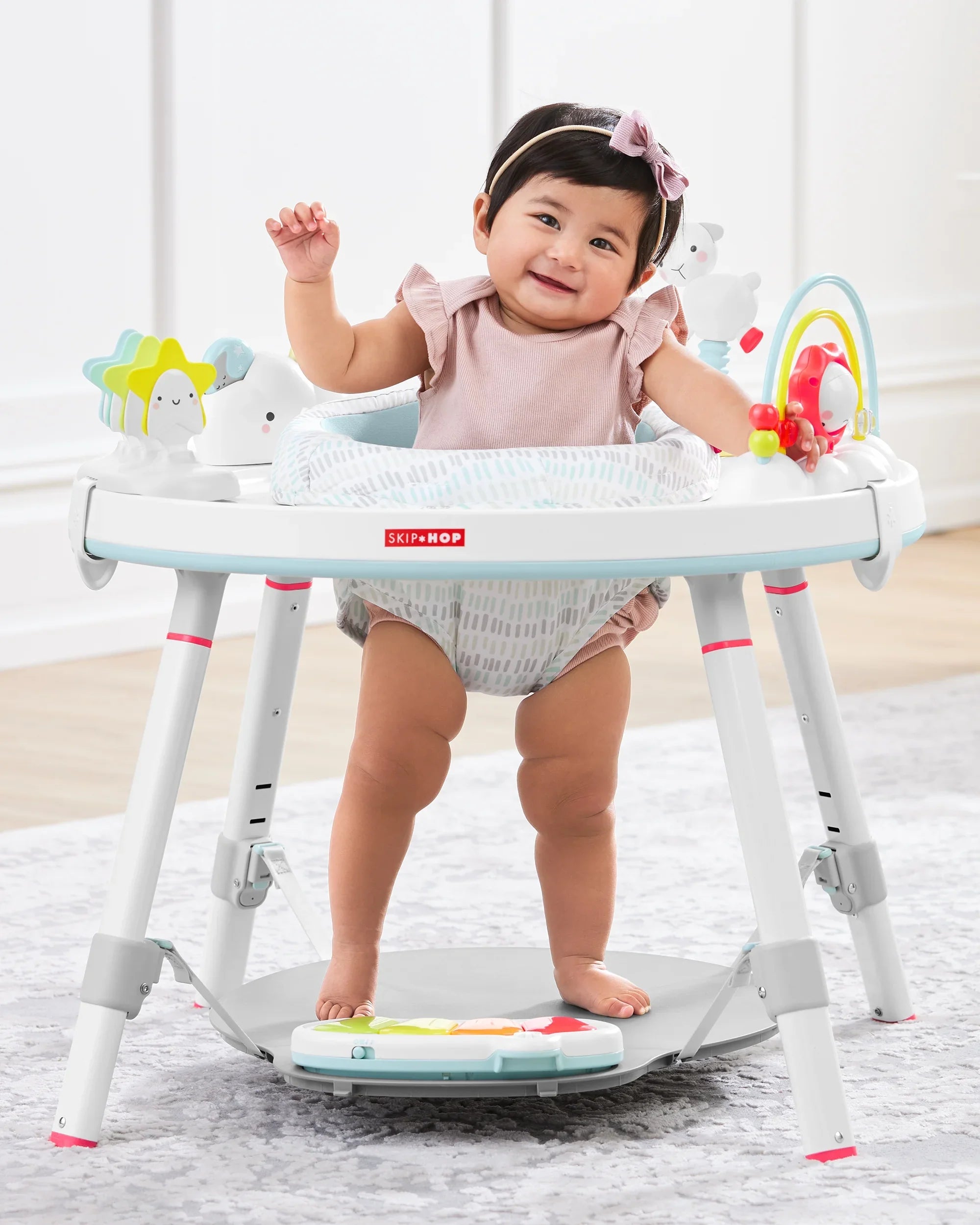 Baby Lining Skip 4mo+, with Play Grow-with-Me Hop Cloud Activity Interactive Center Silver Center: 3-Stage Functionality,