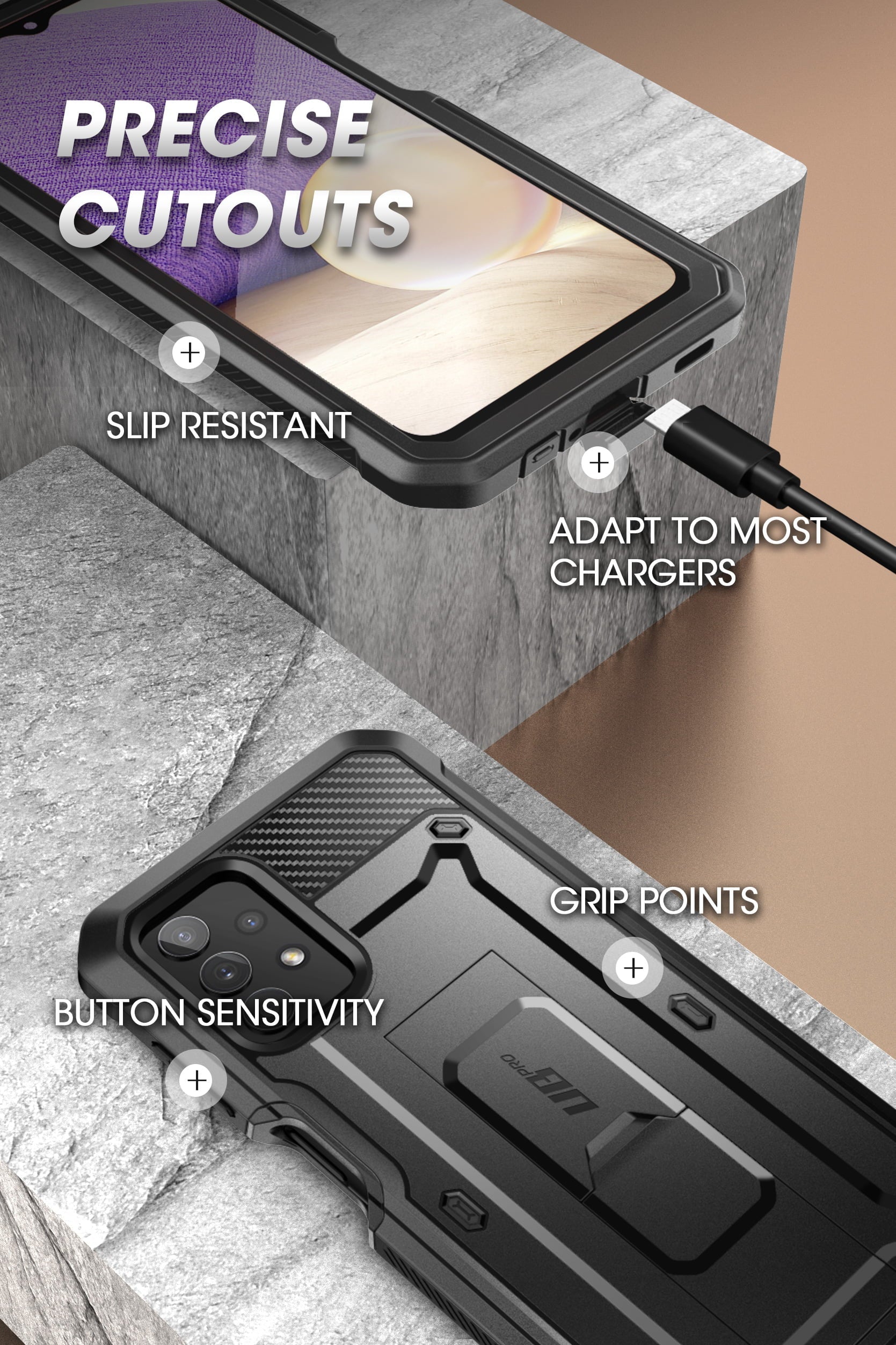 for Designed Case Built-in Version], Unicorn Beetle 4G SUPCASE Samsung Pro Rugged Galaxy Fit Series A32 with Kickstand Screen 5G Full-Body Holster Protector & (Black) Case [Not