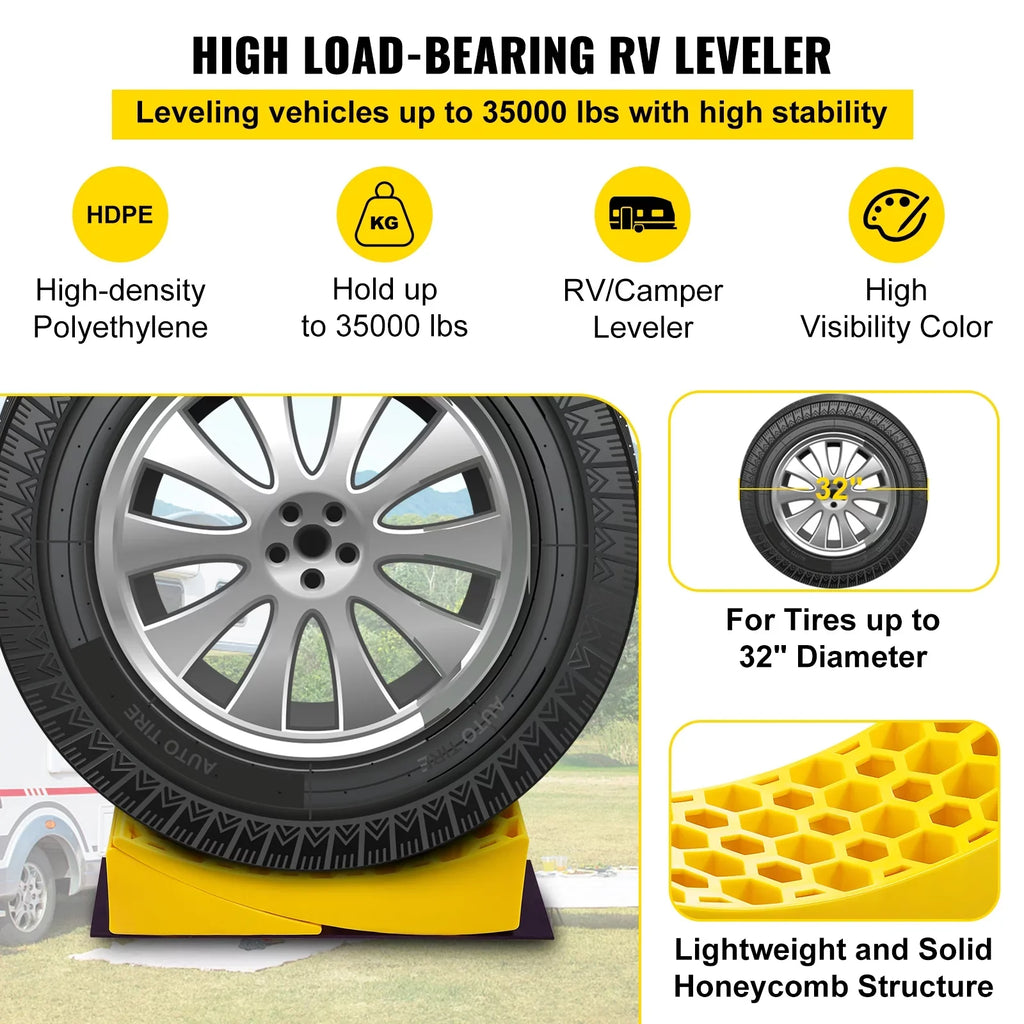 Camper for Camper 35000lbs Pack 2 Levelers Chocks Curved Leveling Leveler Trucks BENTISM Honeycomb Blocks Campers Trailers RV Vans