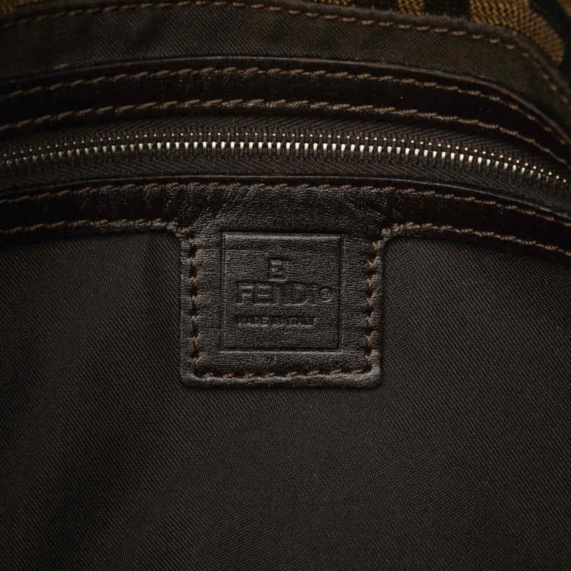 Canvas Leather Pre-Owned Brown ZUCCA Bag Bucket FENDI Women's Mamma (Good)