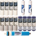 Reverse RO Filter 100 Cartridges Replacement Osmosis 15 Membrane pcs Set GPD w/