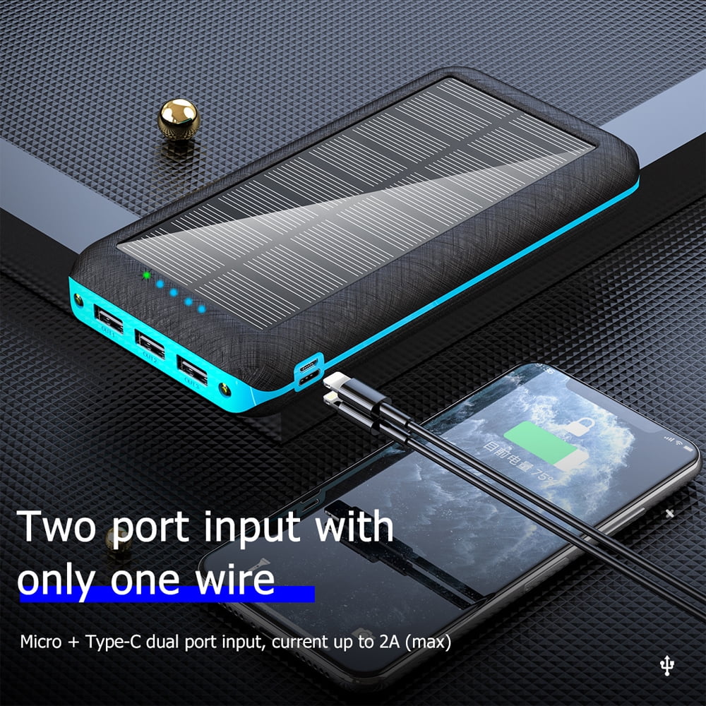 Lights Large Mobile Dual Decor Capacity LED Bank 20000mAh 3 Solar Xmas Portable Power Power Charger Supply USB Ponyta with