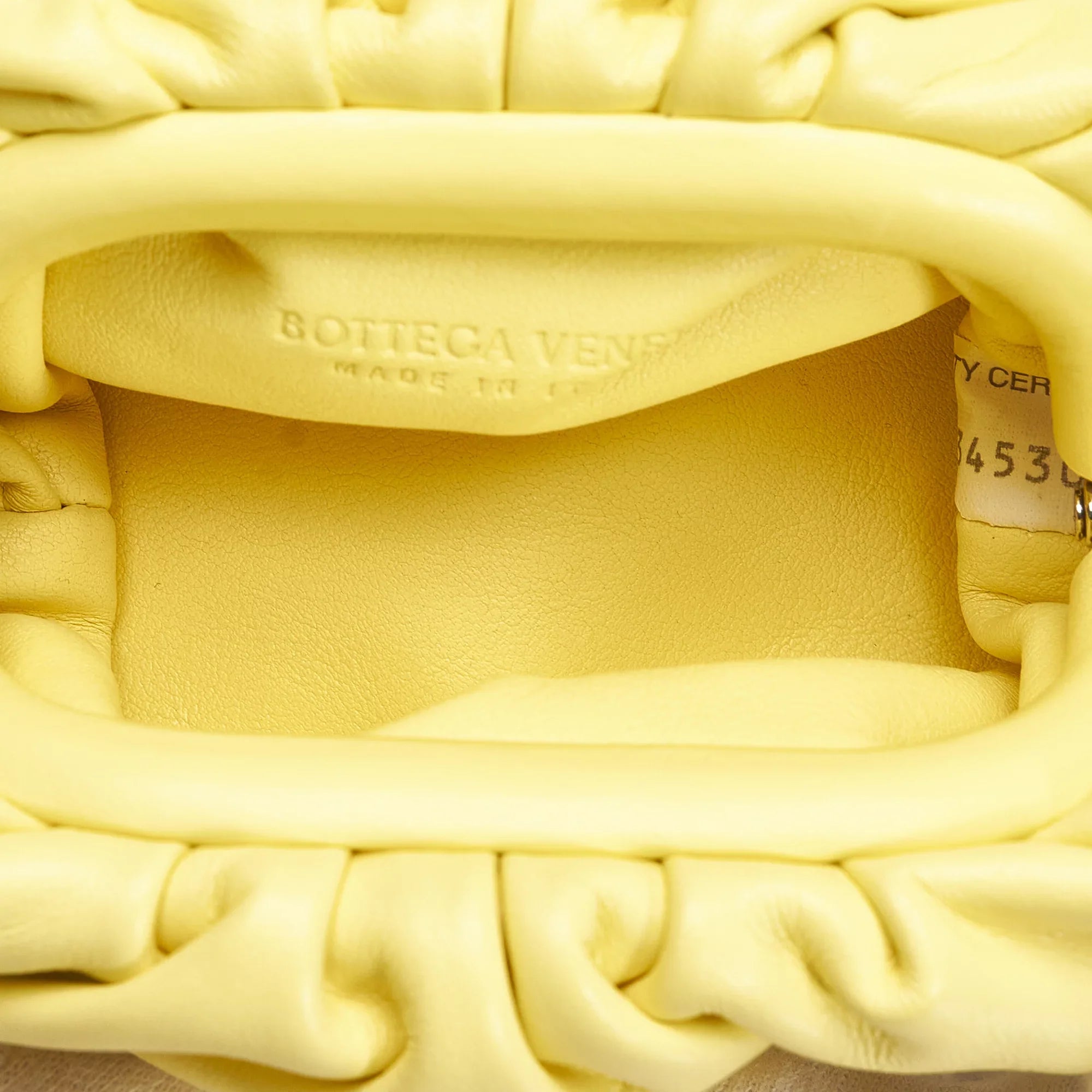 Pre-Owned The Pouch Bottega (Good) Yellow Bag Leather Crossbody Calf Authenticated Unisex Veneta
