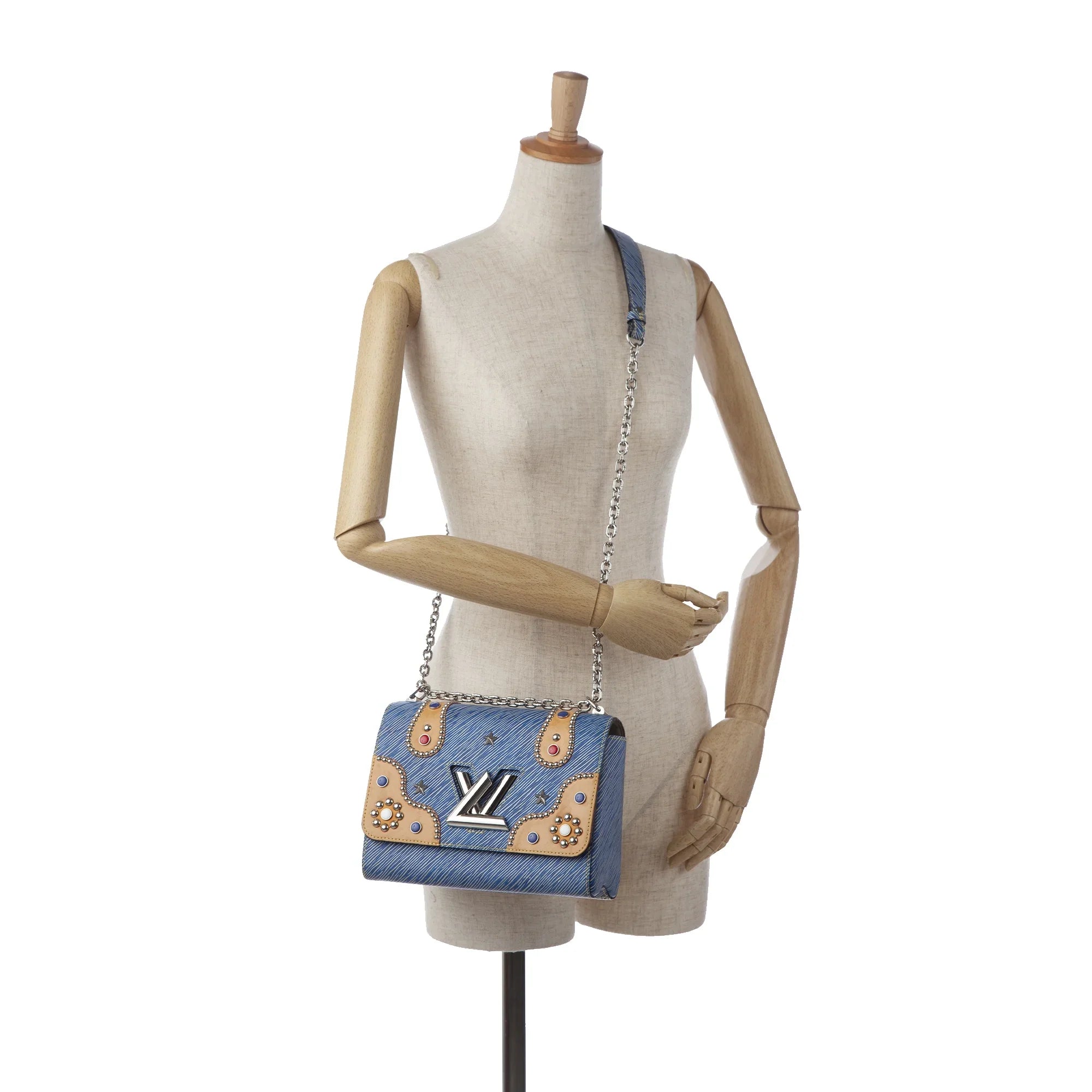 Twist Pre-Owned Unisex MM Epi Vuitton Louis Crossbody Studded (Good) Leather Bag Blue Authenticated