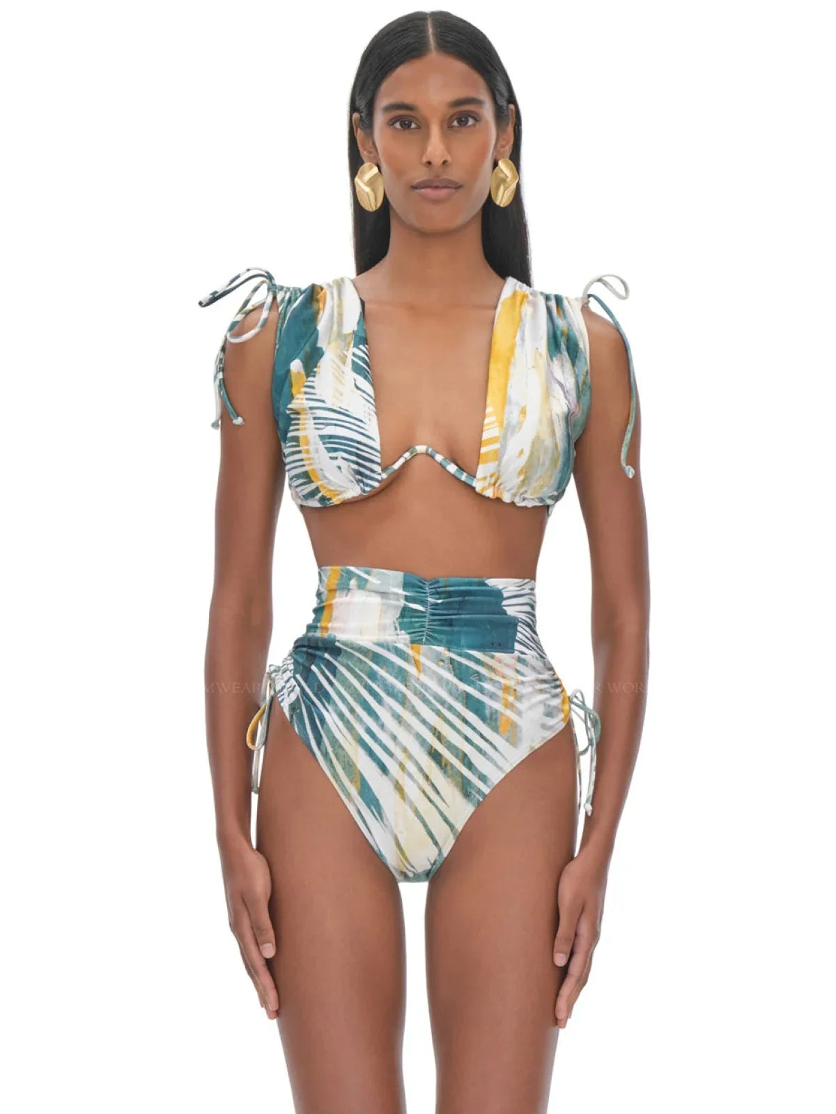 Ruched Menasa Large Andrea Underwire MULTI Top, US Iyamah Swim Bikini ABSTRACT