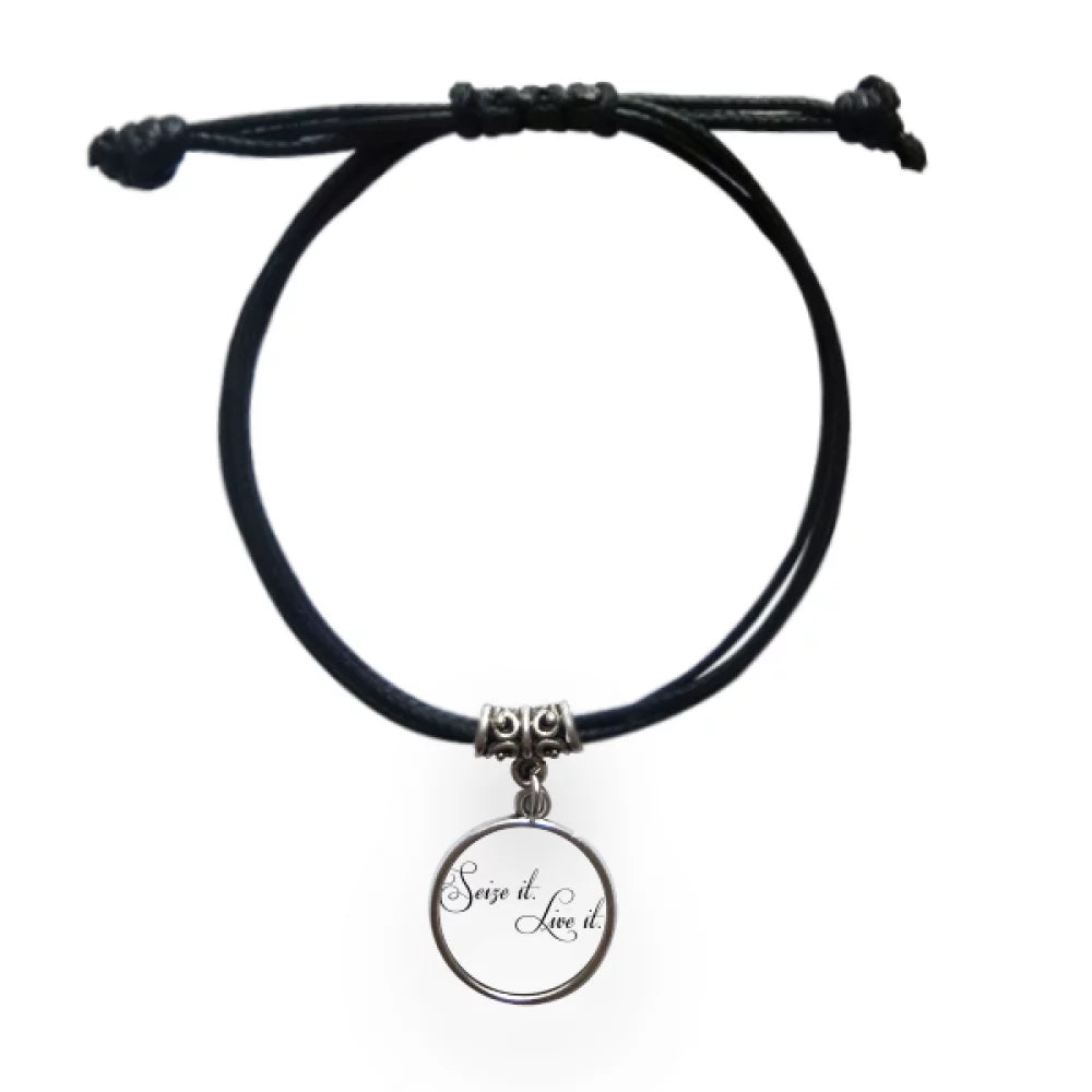 Black Live Jewelry Poetry Famous It Quote It Bracelet Rope Seize Wristband Leather