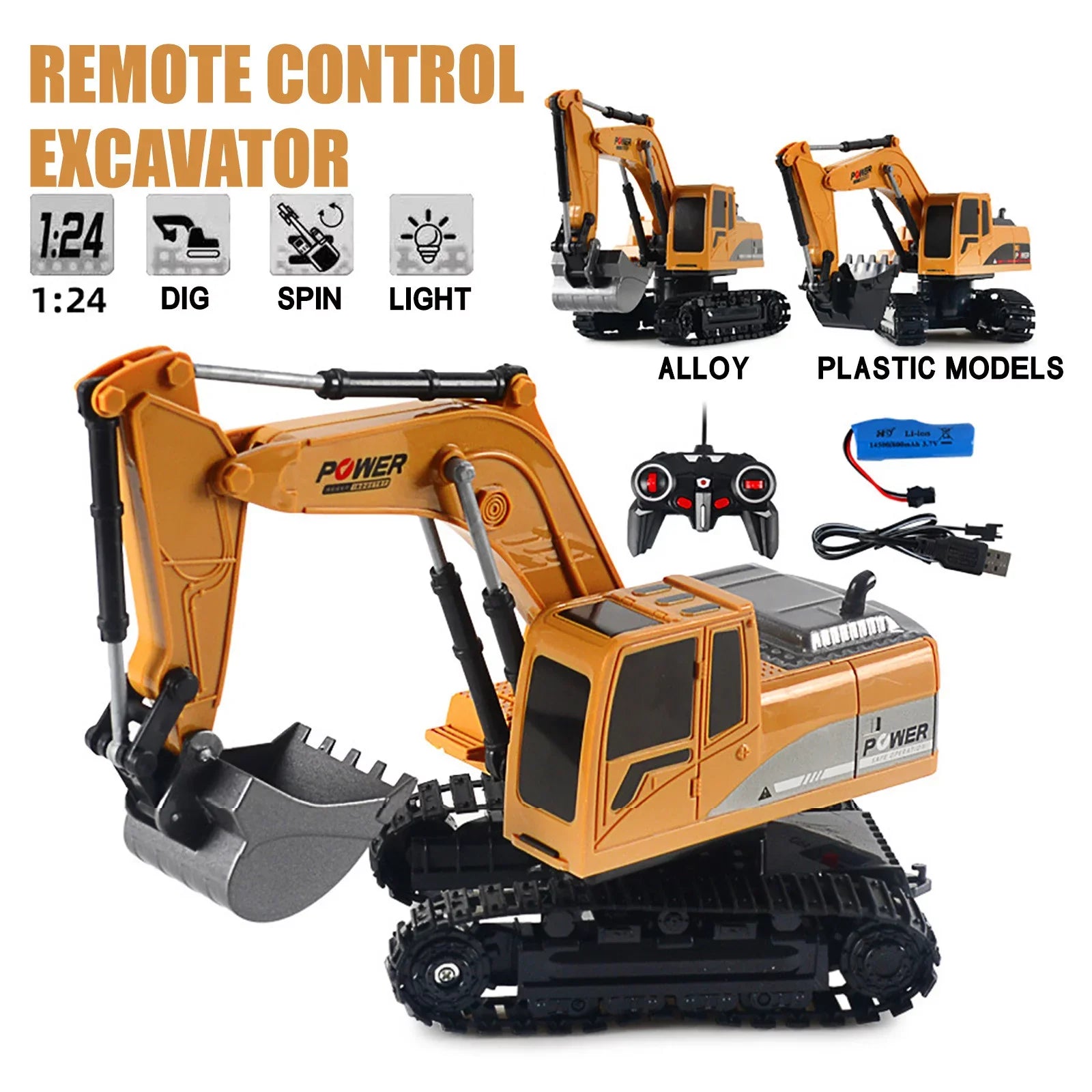 Plastic Christmas ExcavaTOr RC Engineering YHAIOGS Mini Electri Alloy 1:24 Trucks Car RC