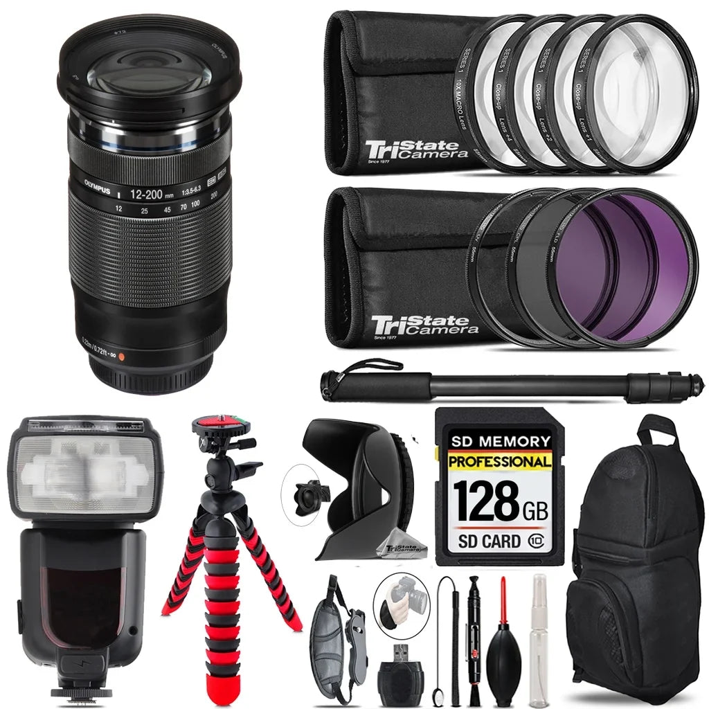 Filter Kit 12-200mm 128GB Digital - & ED + Olympus Piece f/3.5-6.3 7 Lens Accessory M.Zuiko More