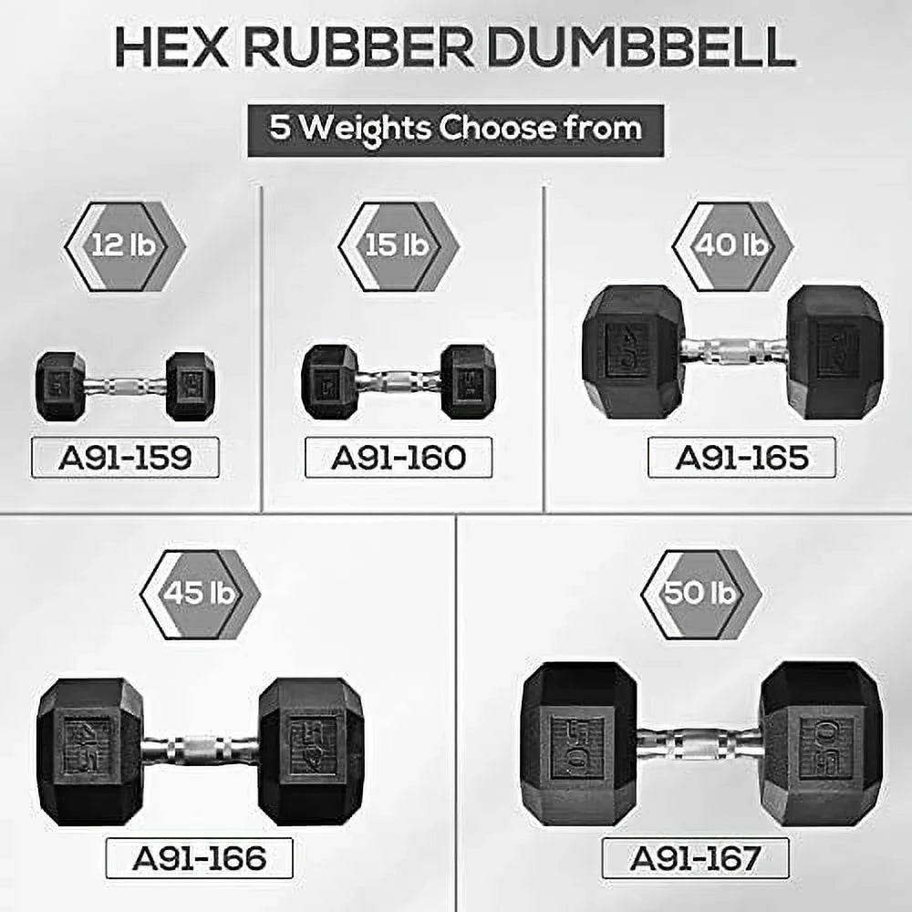 Home 45lbs Dumbbells Anti-roll, Non-Slip Weights Men 2 Rubber Set, Workout, Hand x for or with Handles, Soozier Women Hex Gym