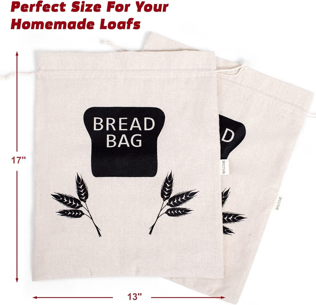 Lined, XL Plastic Bag Saver Bread for Bread X 2 - Linen Storage 17" Homemade x - & Bags Baodeli Homemade 13" Bread Reusable Cloth For Sourdough