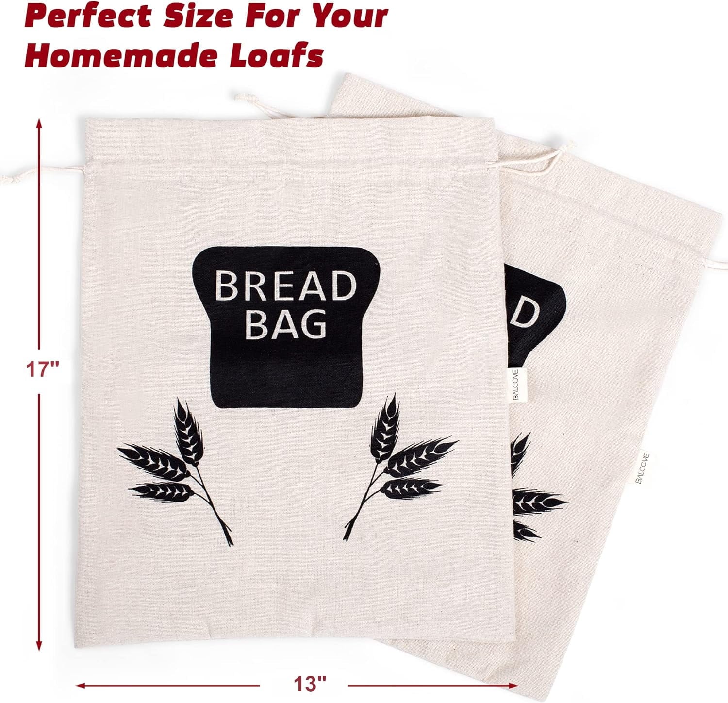 Lined, XL Plastic Bag Saver Bread for Bread X 2 - Linen Storage 17" Homemade x - & Bags Baodeli Homemade 13" Bread Reusable Cloth For Sourdough