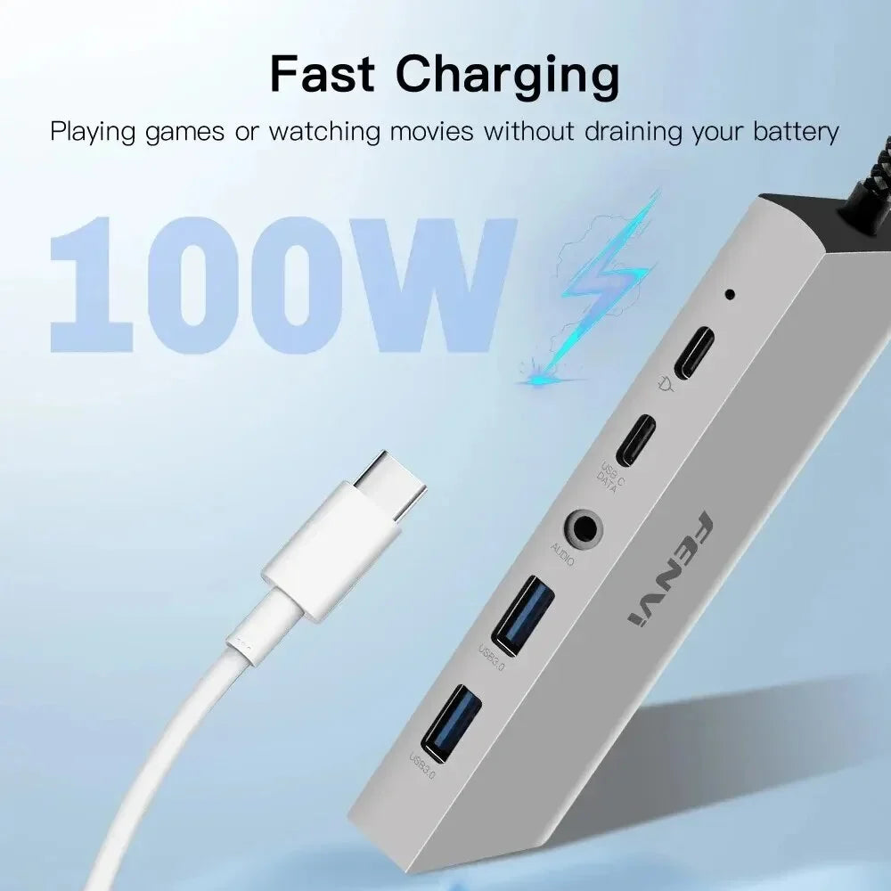 30Hz 1 USB Macbook Splitter To PC Docking Hub -Compatible 100W in Laptop Station USB 4K Type for C PD C Air Win10
