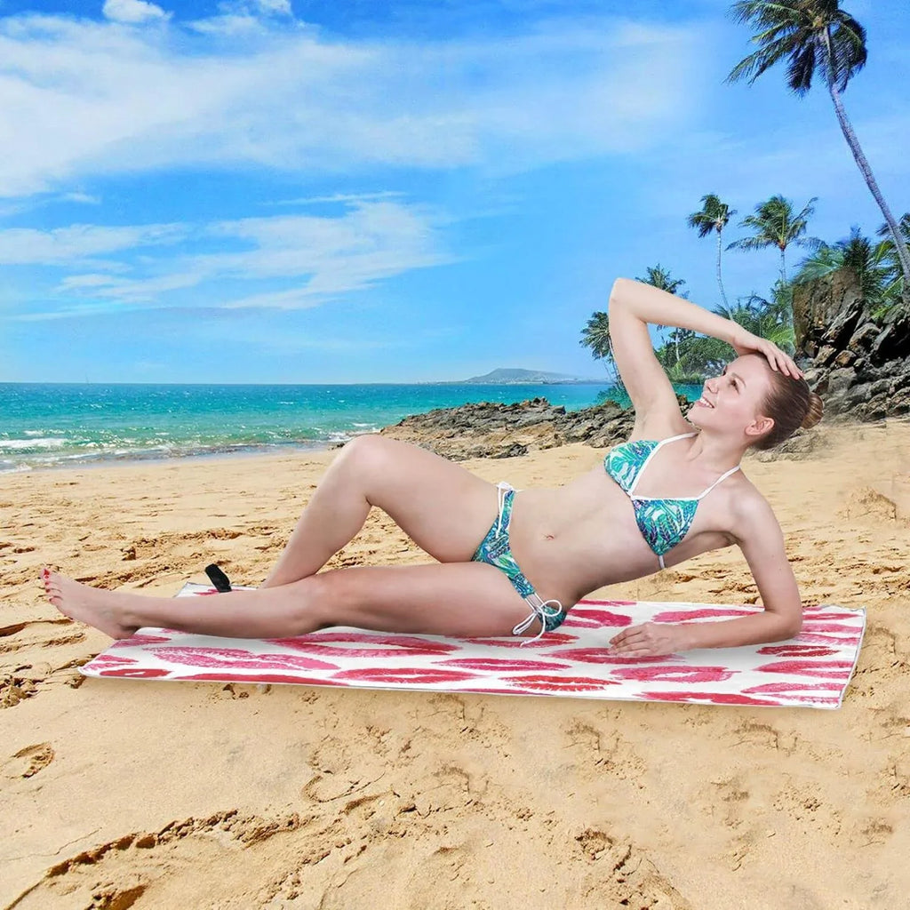 （159） Beach for - Oversized Holiday Towel Lightweight Swimming Lips Red Absorbent Towels Super Travel Compact Bestwell Quick Dry - Camping Towel