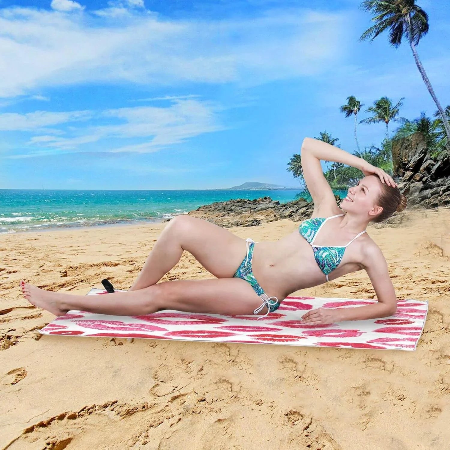 （159） Beach for - Oversized Holiday Towel Lightweight Swimming Lips Red Absorbent Towels Super Travel Compact Bestwell Quick Dry - Camping Towel