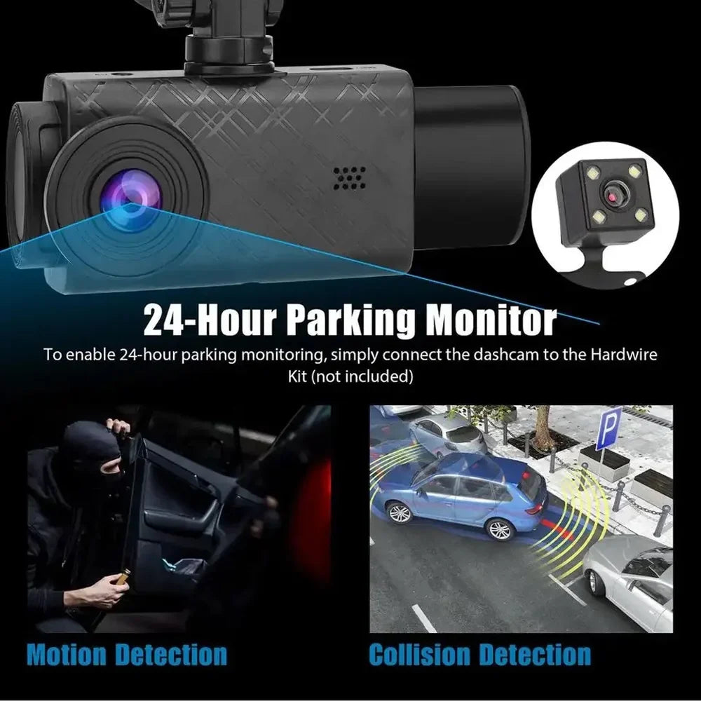 Rearview 3 Car Cameras Clear Auto Recorder Driving Car Car Dash 2in Recorder Video Recording Mirror Cam Safety Multi-Language Gecheer