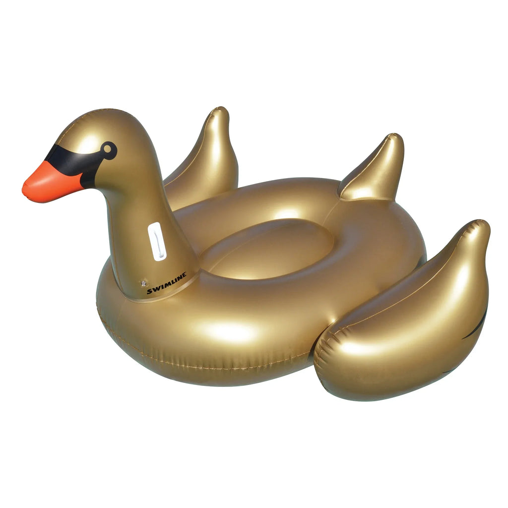 Float, Gold Ride-On 75-Inch Pool Swan Swimming Inflatable Giant Central Swim