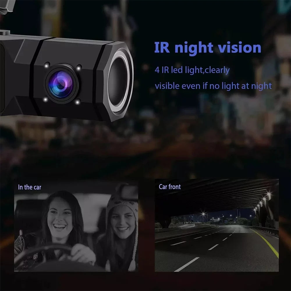 with Dual Monitoring, 1080P Recording, IPS Dash Camera Cam Car Dashboard 2 Parking and Recorder Driving Accident Cabin Night Motion IR Loop SOATUTO Detection, Locked, Channel Vision, Front 1.5in