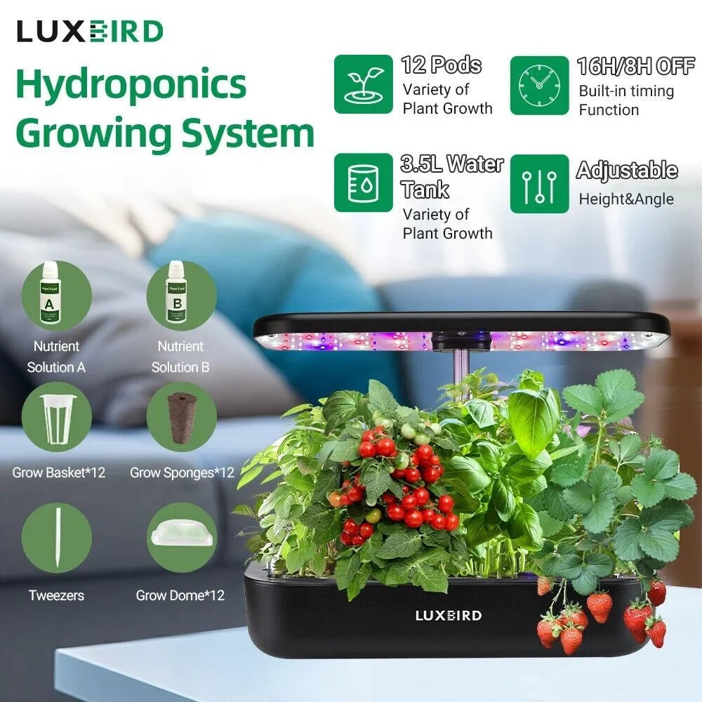 System Hydroponics Kit Germination Grow Indoor Time Garden Growing Light 36W LED