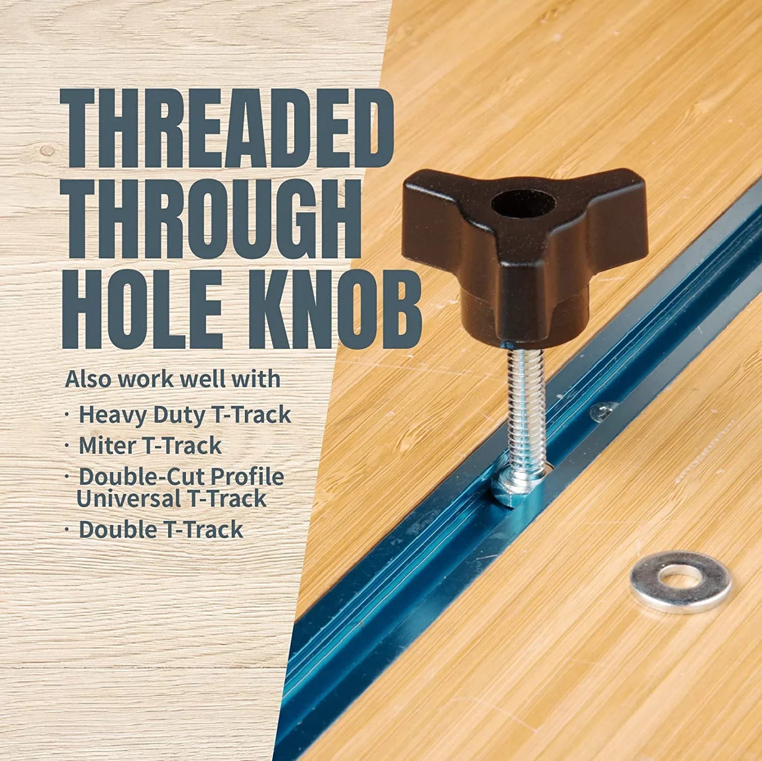 of Track Woodworking Track Clamps, POWERTEC T (Set 1-1/2" Jigs and Washers, Down 1/4-20 Fixtures Knob w/Hold Down Bolts Kit, for 2x5-1/2" and L T 10) Clamps, Hold Track Hex Accessories T x Kit (71846)