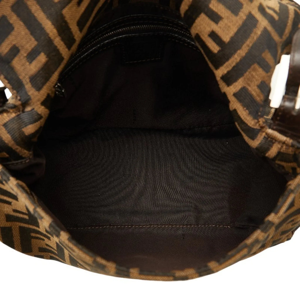 Canvas Leather Pre-Owned Brown ZUCCA Bag Bucket FENDI Women's Mamma (Good)