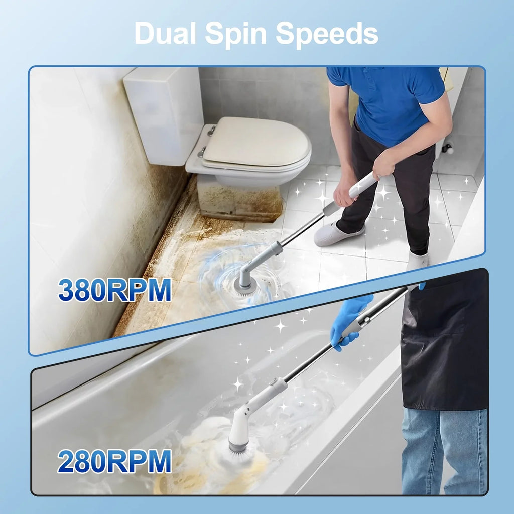 for Replaceable Spin 6 Tile, Cleaning Cordless Brush, Fixdono Bathtub, Heads Floor Scrubber, Scrubber Bathroom Electric Cleaning