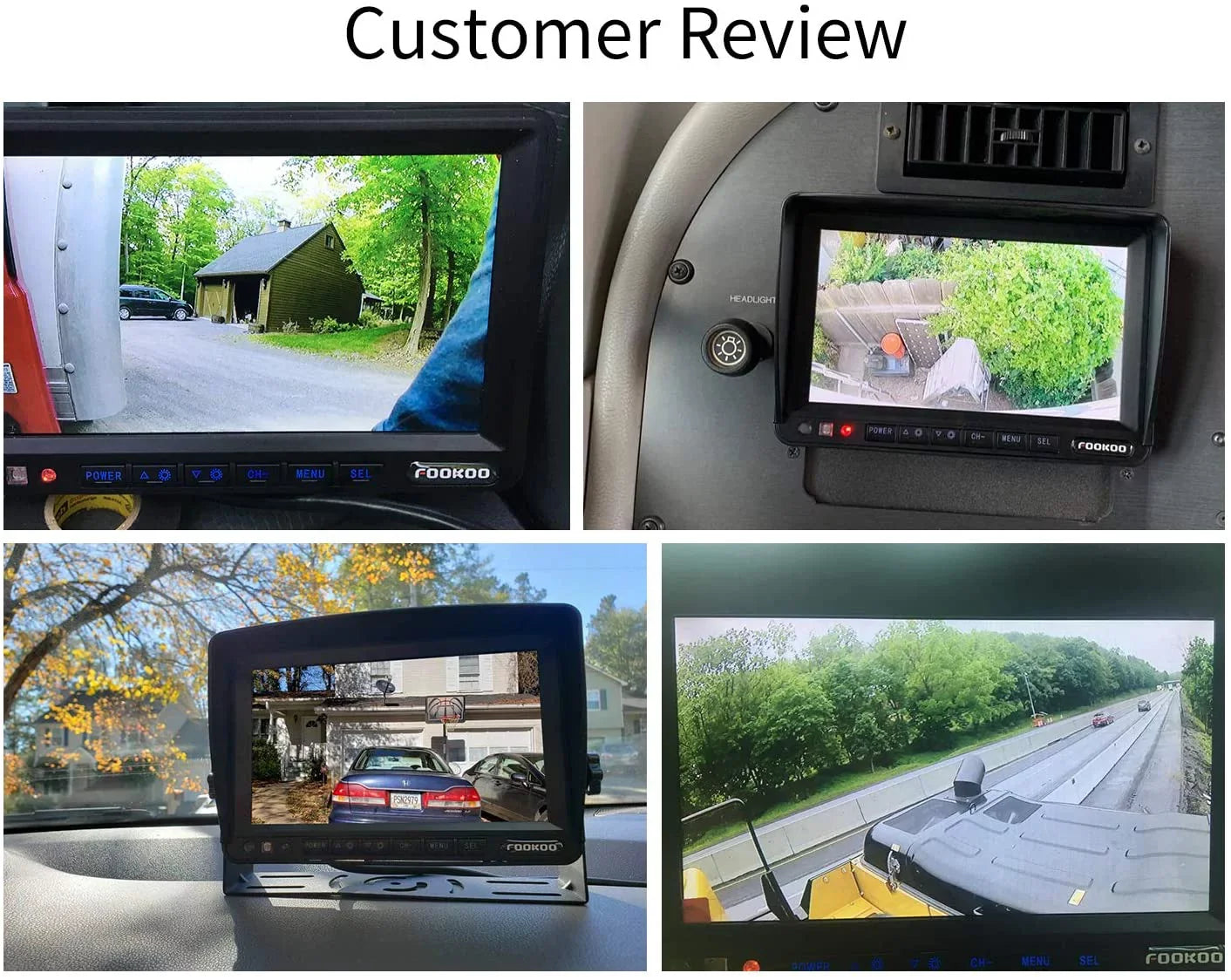 Screen Camera Parking Cameras Waterproof and Trailer(DY704) for Backup Split RV/Truck/Trailer/Bus/Semi-Trailer/Tractor/5th DVR Rear Reversing View System, 7'' Monitor Fookoo HD Lines with Wheel