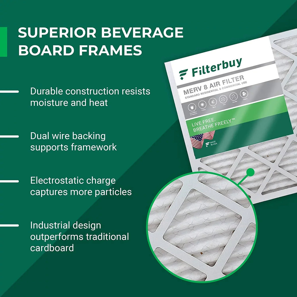 Filterbuy HVAC (2-Pack) Filters Pleated x6664 Furnace for AC Air Lennox 17x26x4 MERV 8