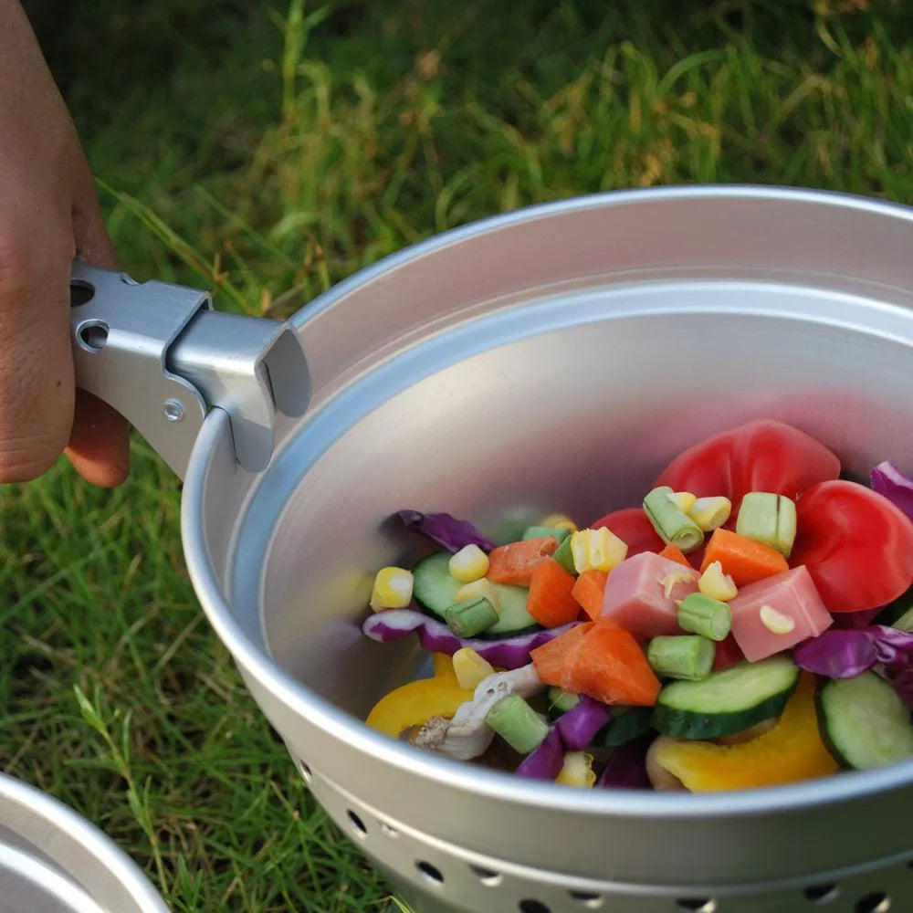 Picnic Kit with Set Backpacking Camping Pan Stand Mess Portable Stove Spirit Aibecy Cookware BBQ for Pot Cookware Hiking