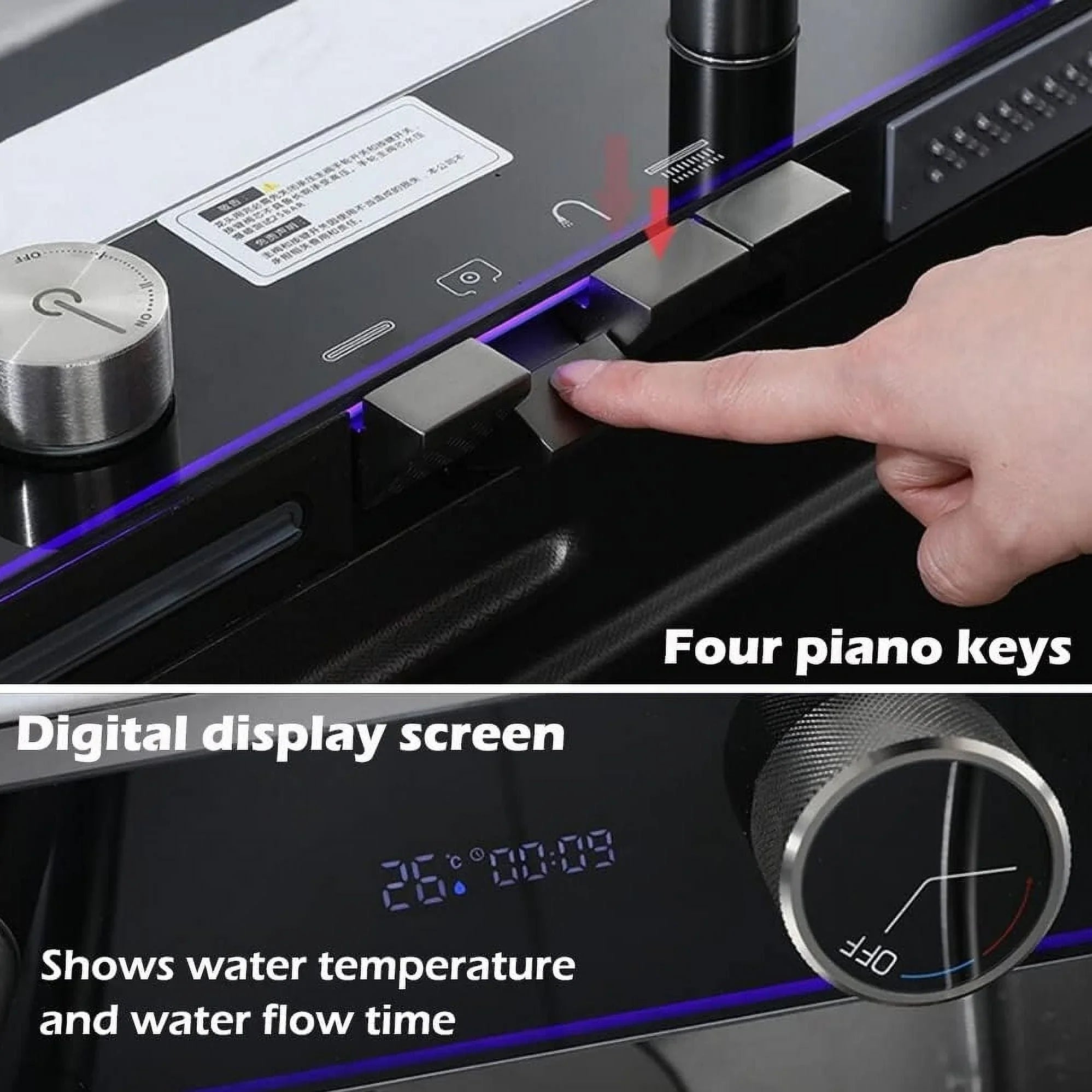 Flying Rain SinkIntegrated Tap Sink Waterfall Set Pull-Out with Household Nano Black INCH 29.5 Sink
