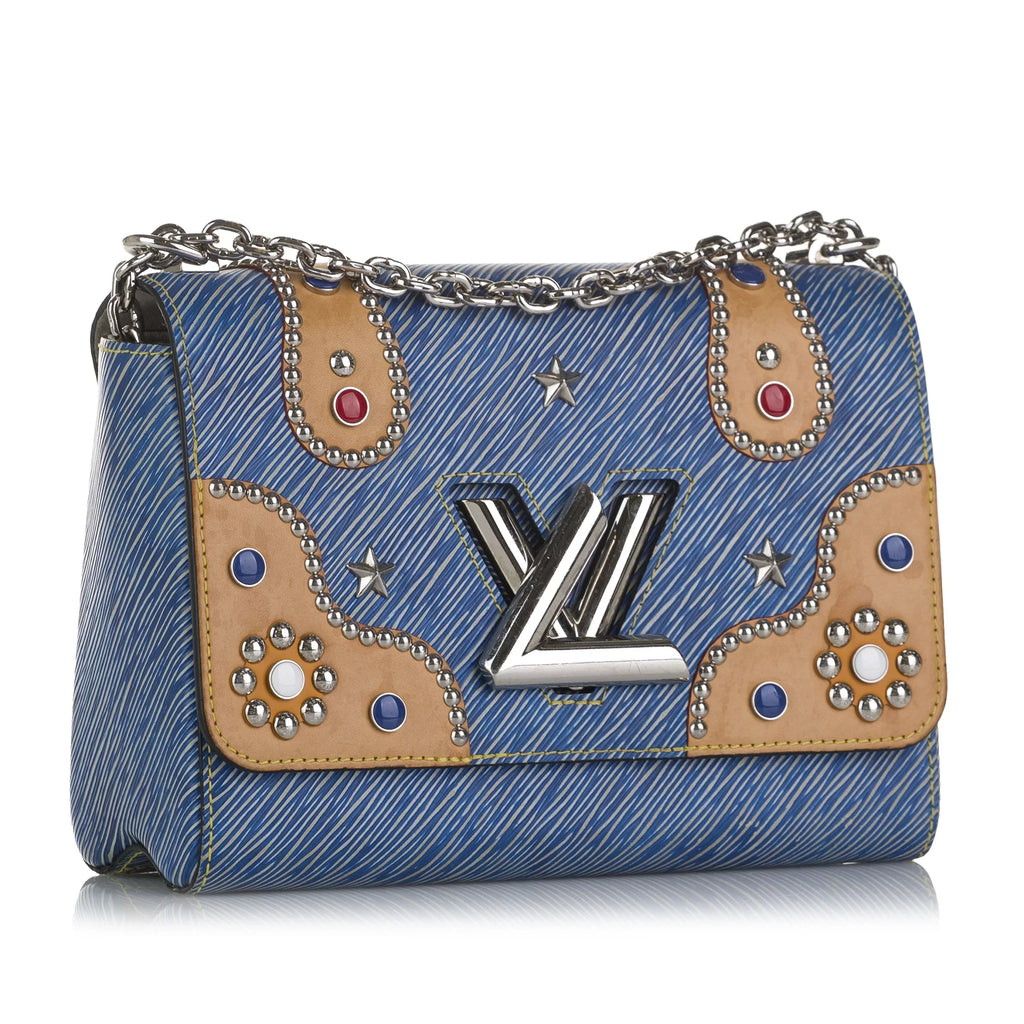 Twist Pre-Owned Unisex MM Epi Vuitton Louis Crossbody Studded (Good) Leather Bag Blue Authenticated