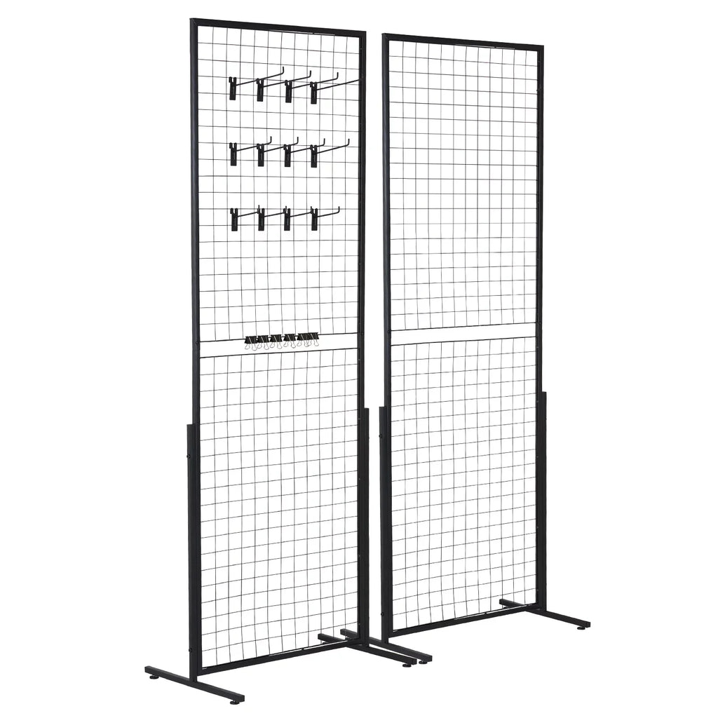 Side Wall T-Base with Packs Grid Gridwall 2' Gridwall x Double Retail Floorstanding, Shows, Display and Wire Art Extra Clips Panels Racks Display for 2 Panels Tower, with 5.6' Craft Hooks BENTISM